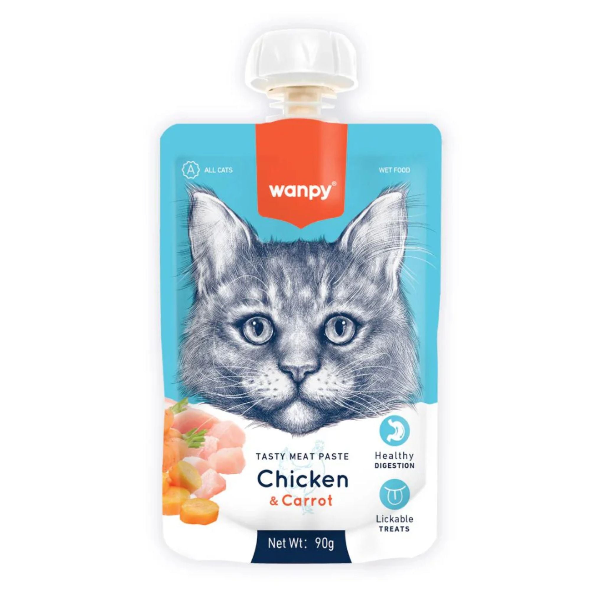 Wanpy Chicken & Carrot Paste For Cat Tasty Meat Treat - 90g