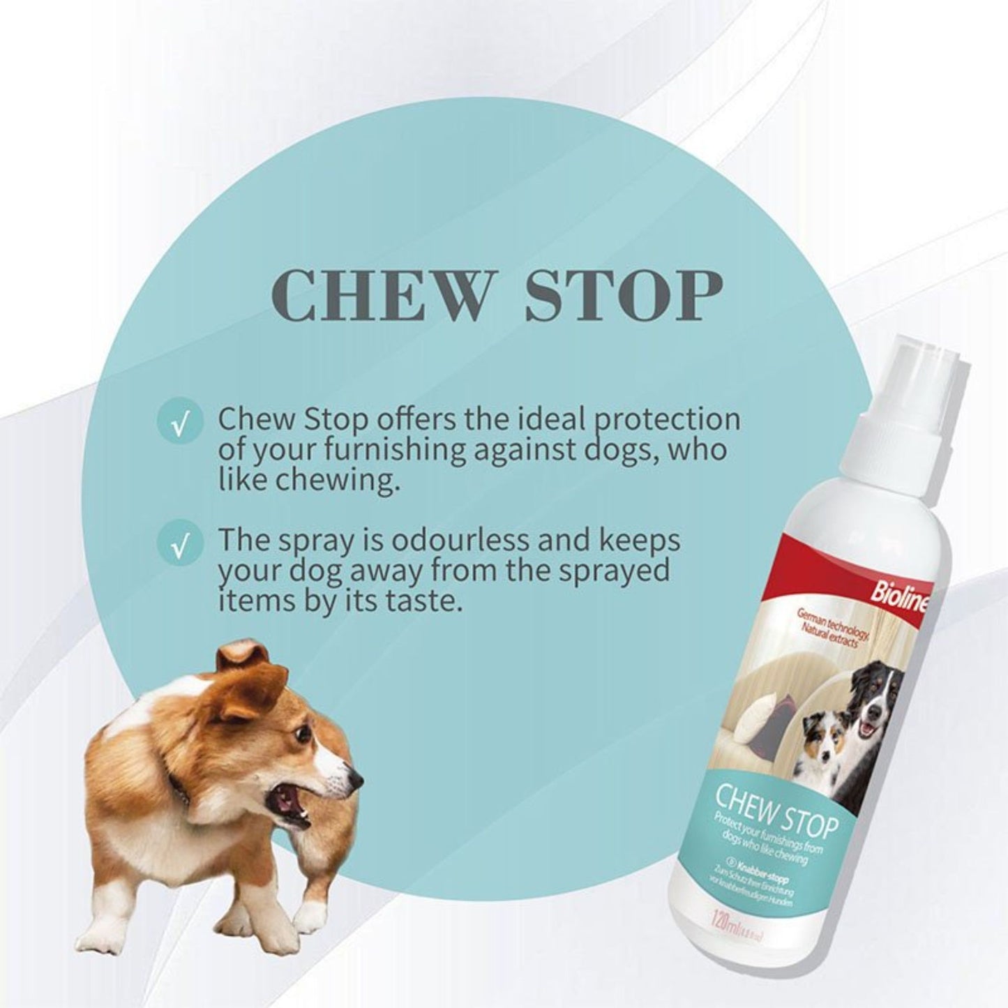 Bioline Chew Stop Spray Anti-Chew Training Aid For Pets - 120ml