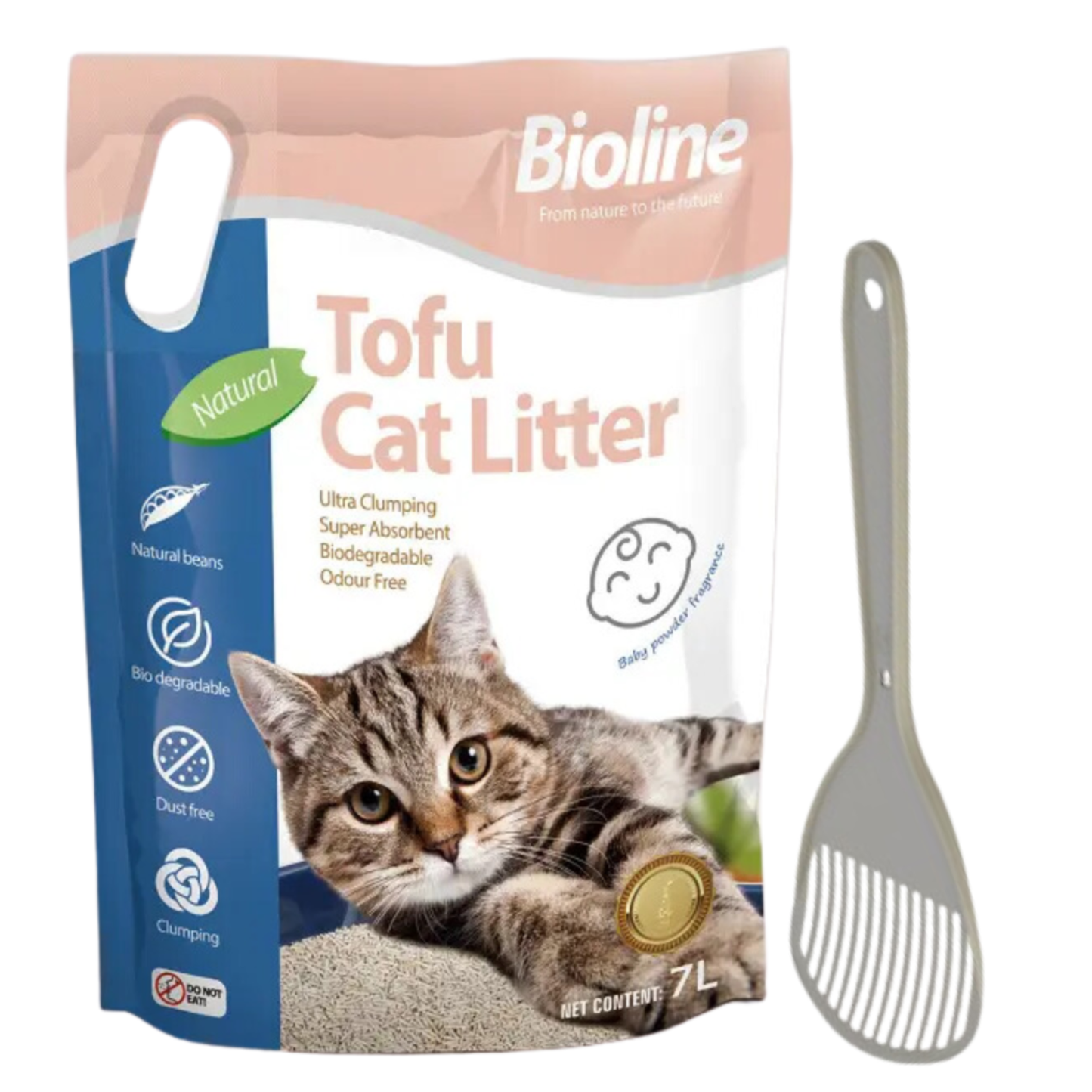 Bioline Tofu Cat Litter Scoop Baby Powder - 7L