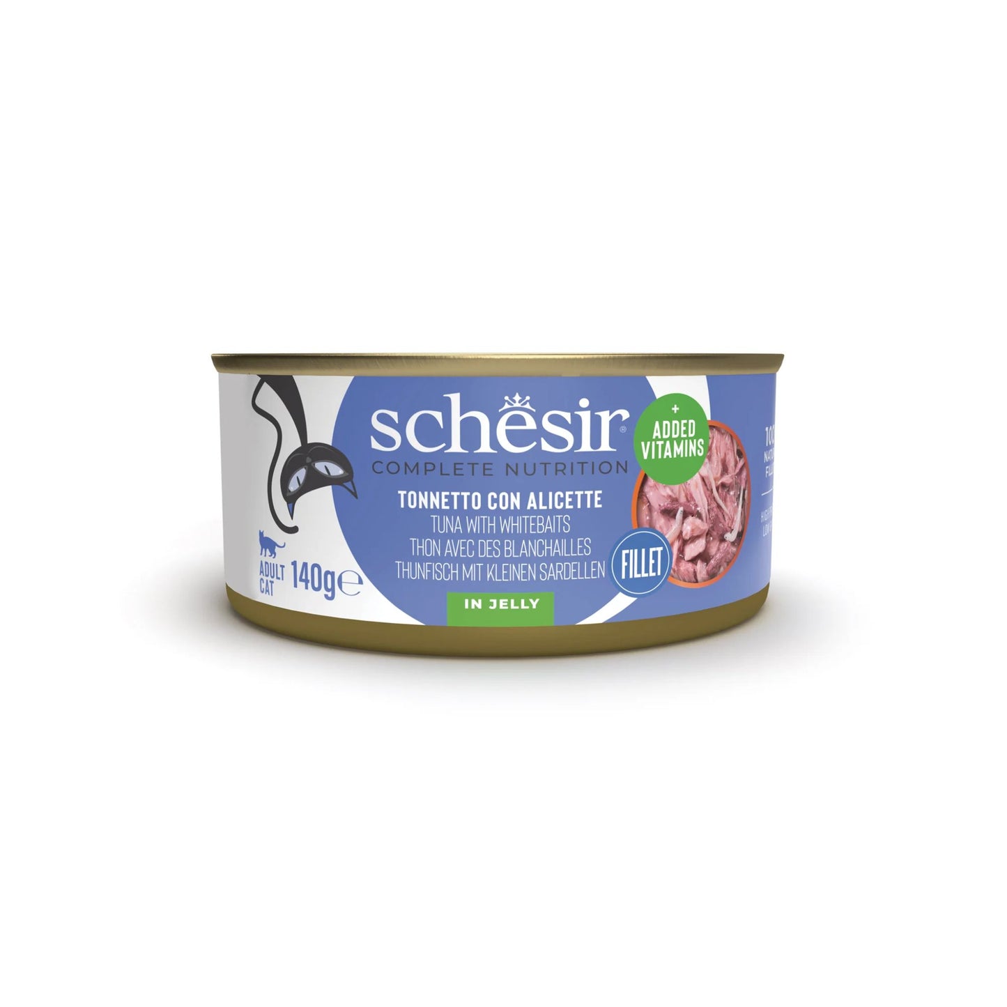 Schesir Cat Can Tuna with Whitebait Wet food 140G