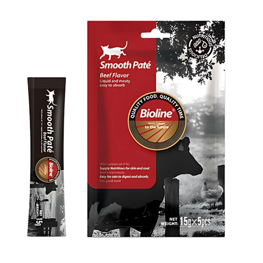 Bioline Natural Feast Smooth Pate Beef Flavor (15gx5 Pcs) Cat Treats