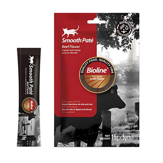 Bioline Natural Feast Smooth Pate Beef Flavor (15gx5 Pcs) Cat Treats