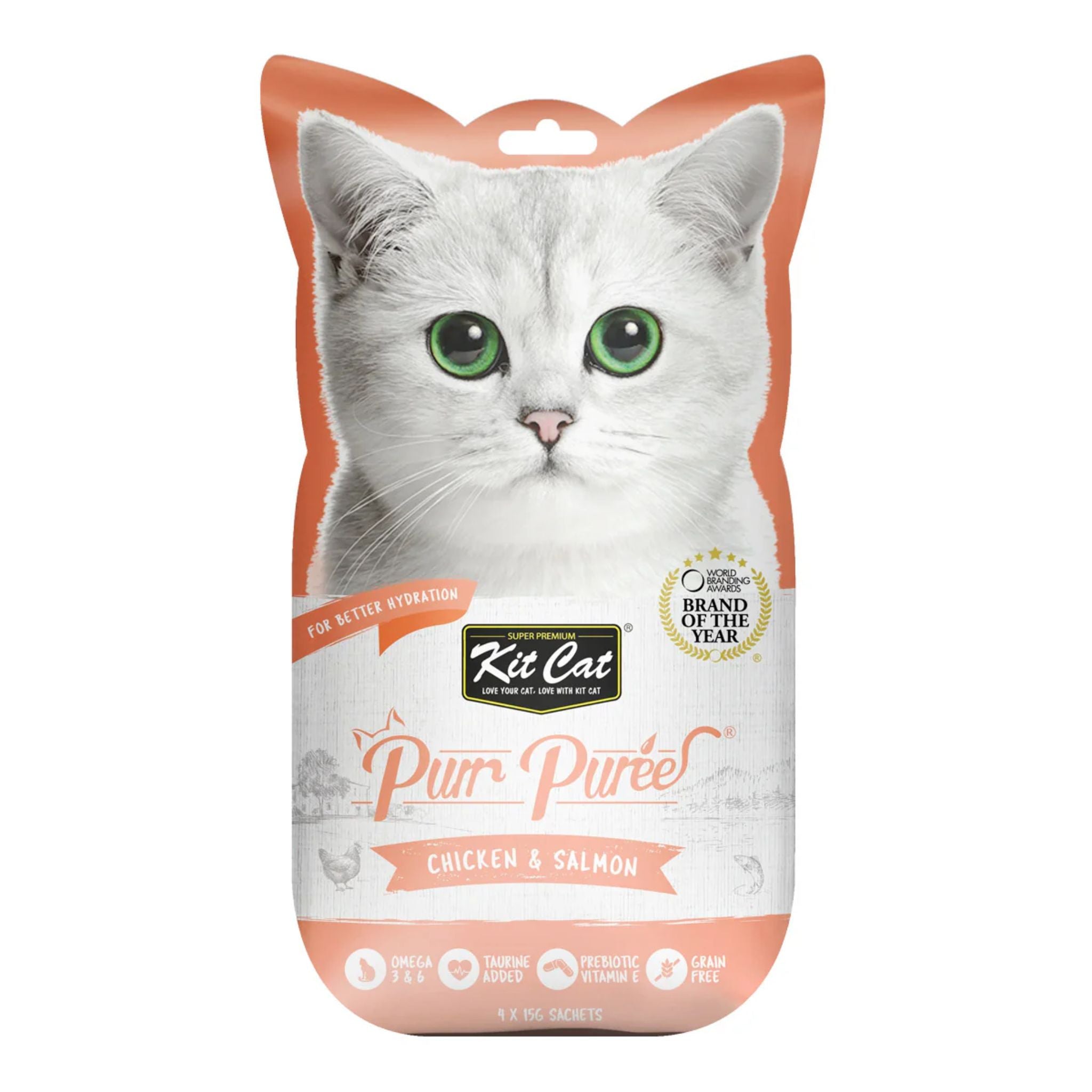 Kit Cat Puree Chicken & Salmon Creamy Cat Treat - 4x15g