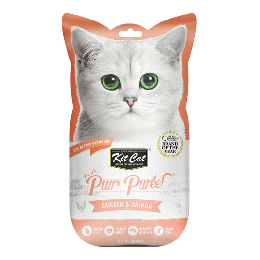 Kit Cat Puree Chicken & Salmon Creamy Cat Treat - 4x15g