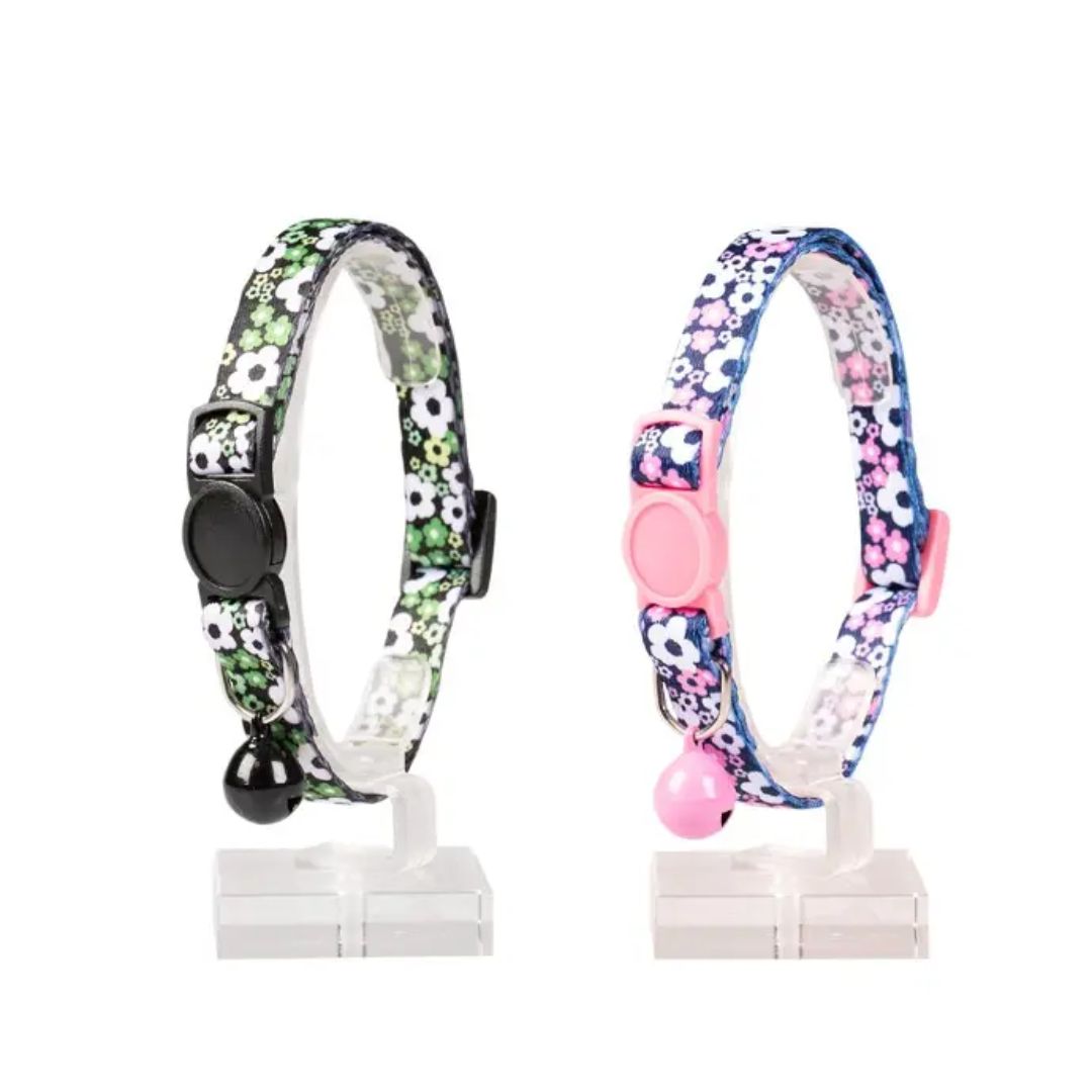 Duvo+ Cat Collar – Flowers Pattern – Nylon – Mixed Colors – 20–30 cm x 10 mm