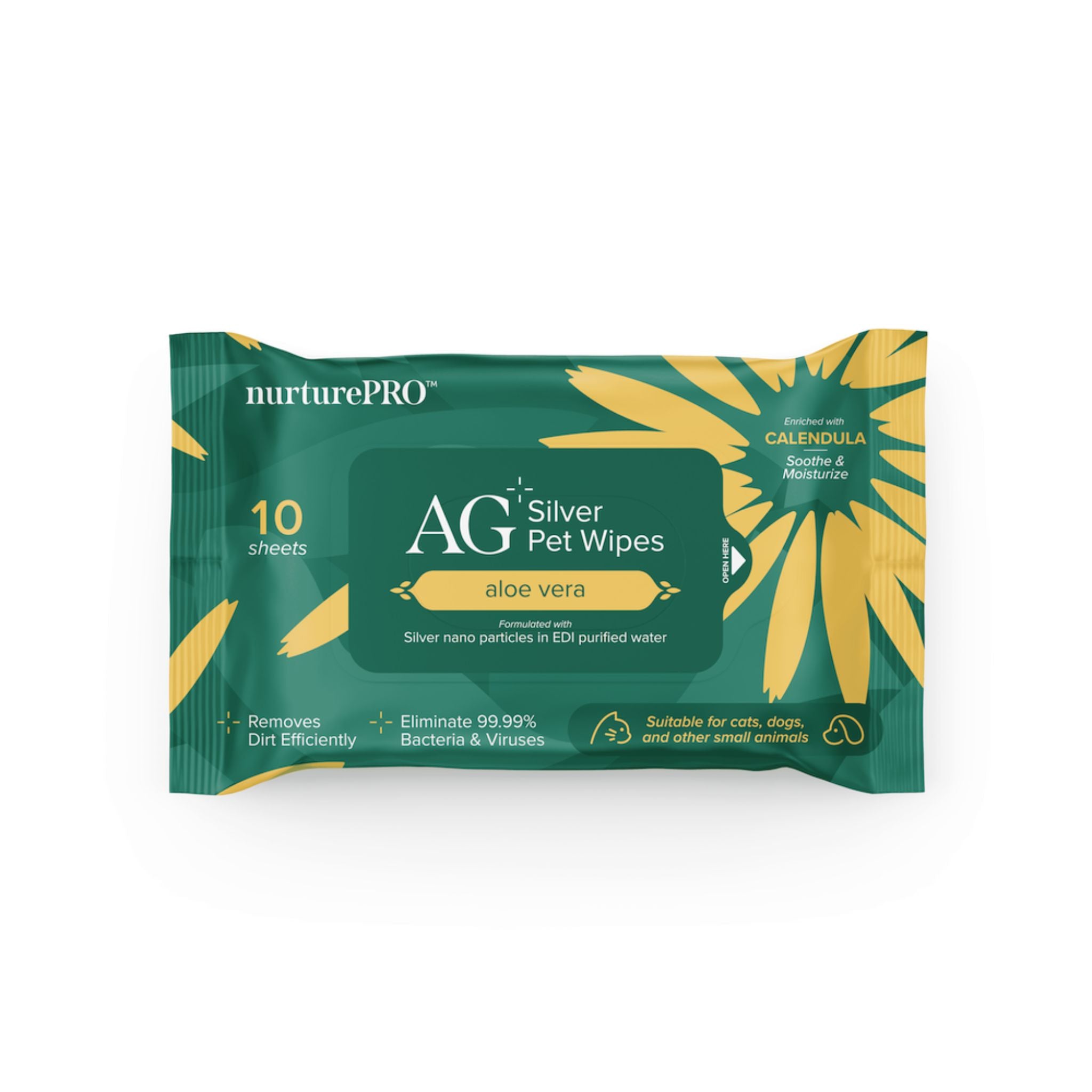 NurturePro AG+ Silver Pet Wet Wipes Aloe Vera - 10 Sheets/Pack