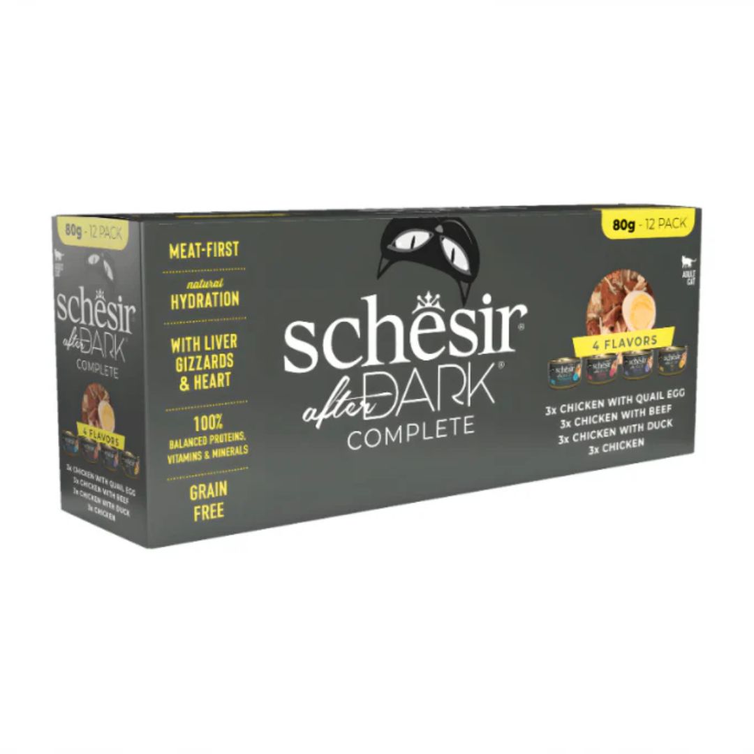 Schesir After Dark Wholefood In Broth Cat Wet Food Variety Pack 12x80g
