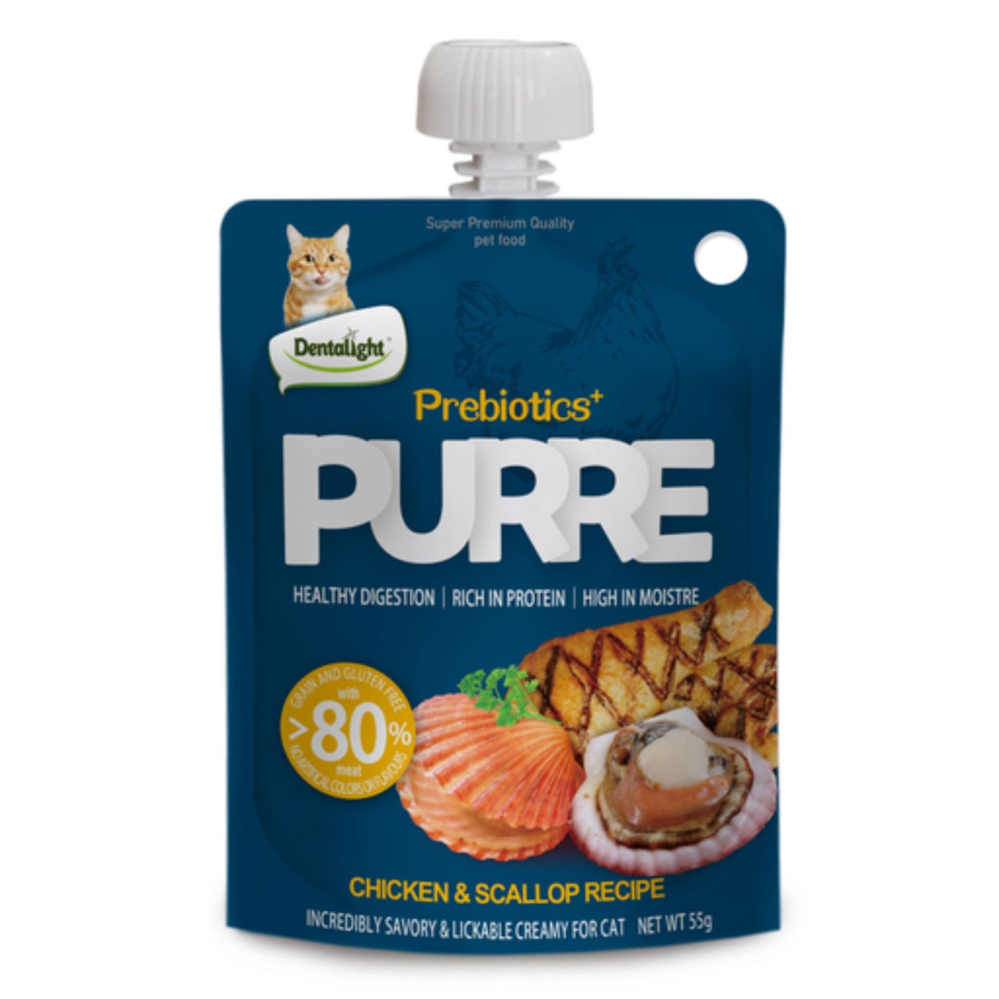 Dentalight Prebiotics Purre Creamy Dog Treats With Chicken & Scallop - 85g