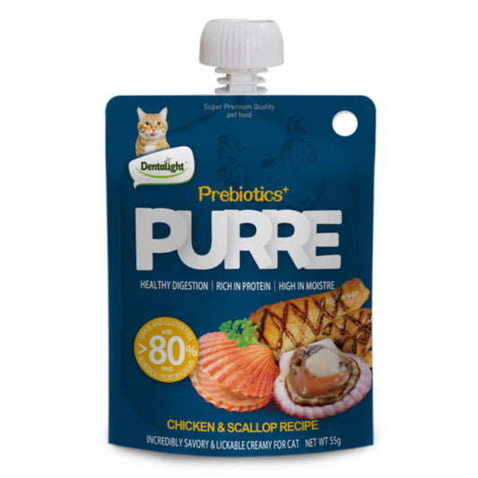 Dentalight Prebiotics Purre Creamy Dog Treats With Chicken & Scallop - 85g