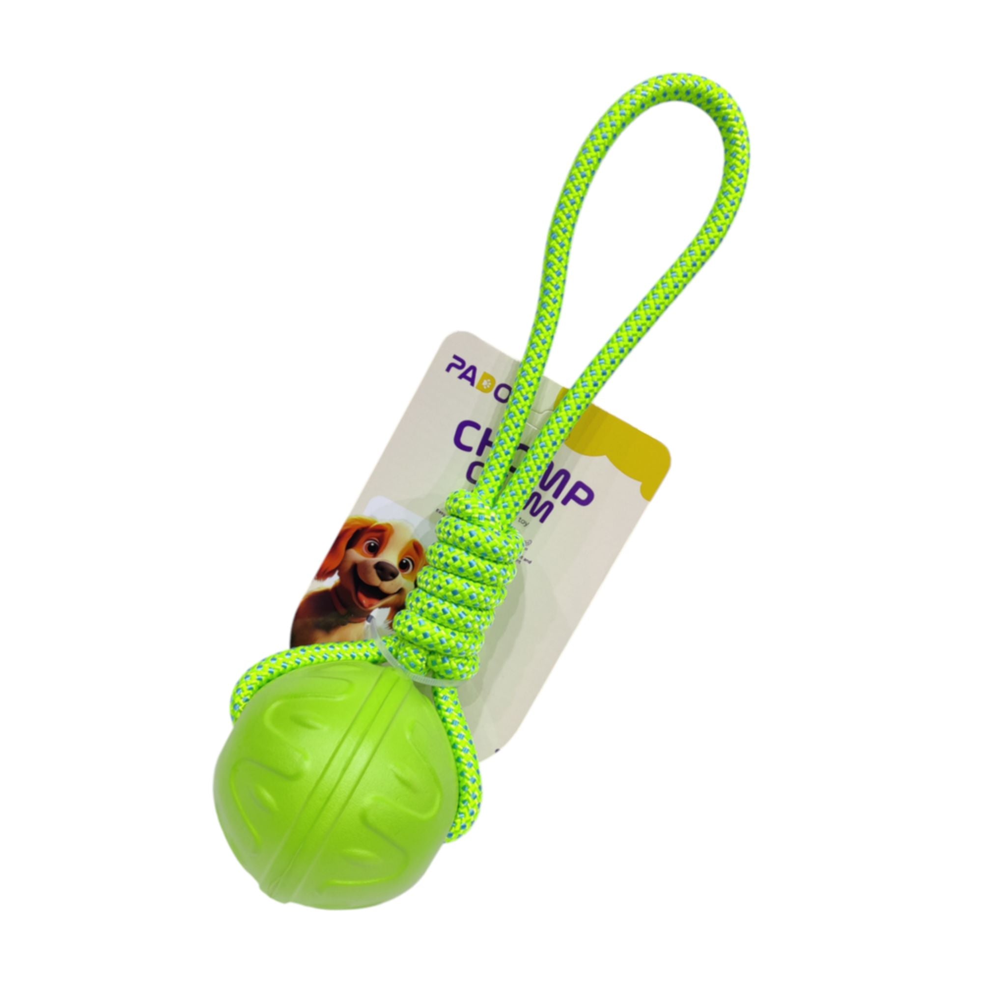 Pado Eva Chomp Chum Ball With Rope Dog Toy - 8cmx35cm