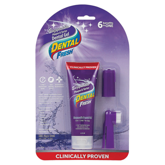Synergy Labs Dental Fresh Enzymatic Plaque & Tartar Gel With Finger Brush For Dog 2.5oz - 70.87g