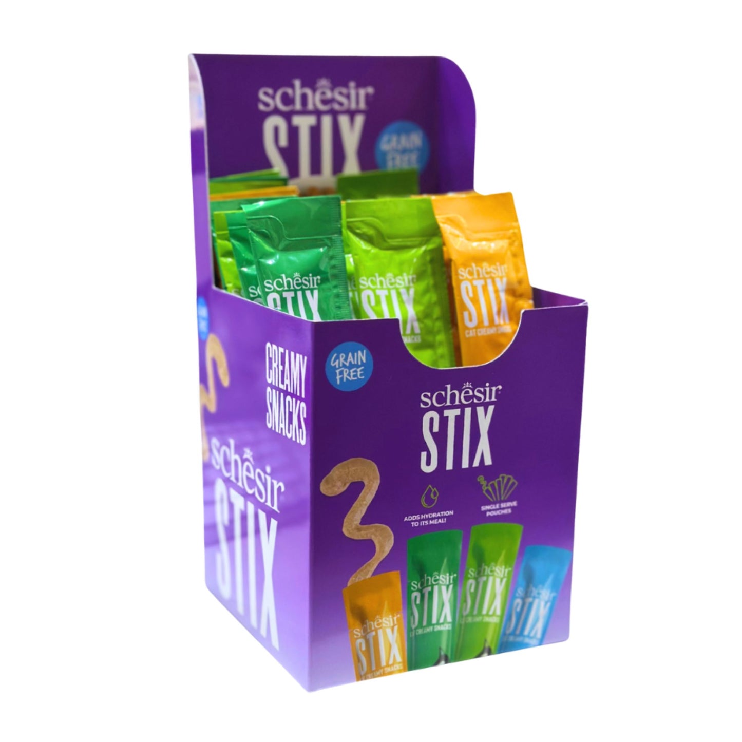 Schesir Cat Treat Stix Mix Flavour Chicken Duck Salmon & Tuna - 15g/24pcs