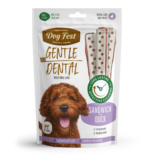 Dog Fest Dental Treats For Adult Dogs Sandwich Duck - 90g