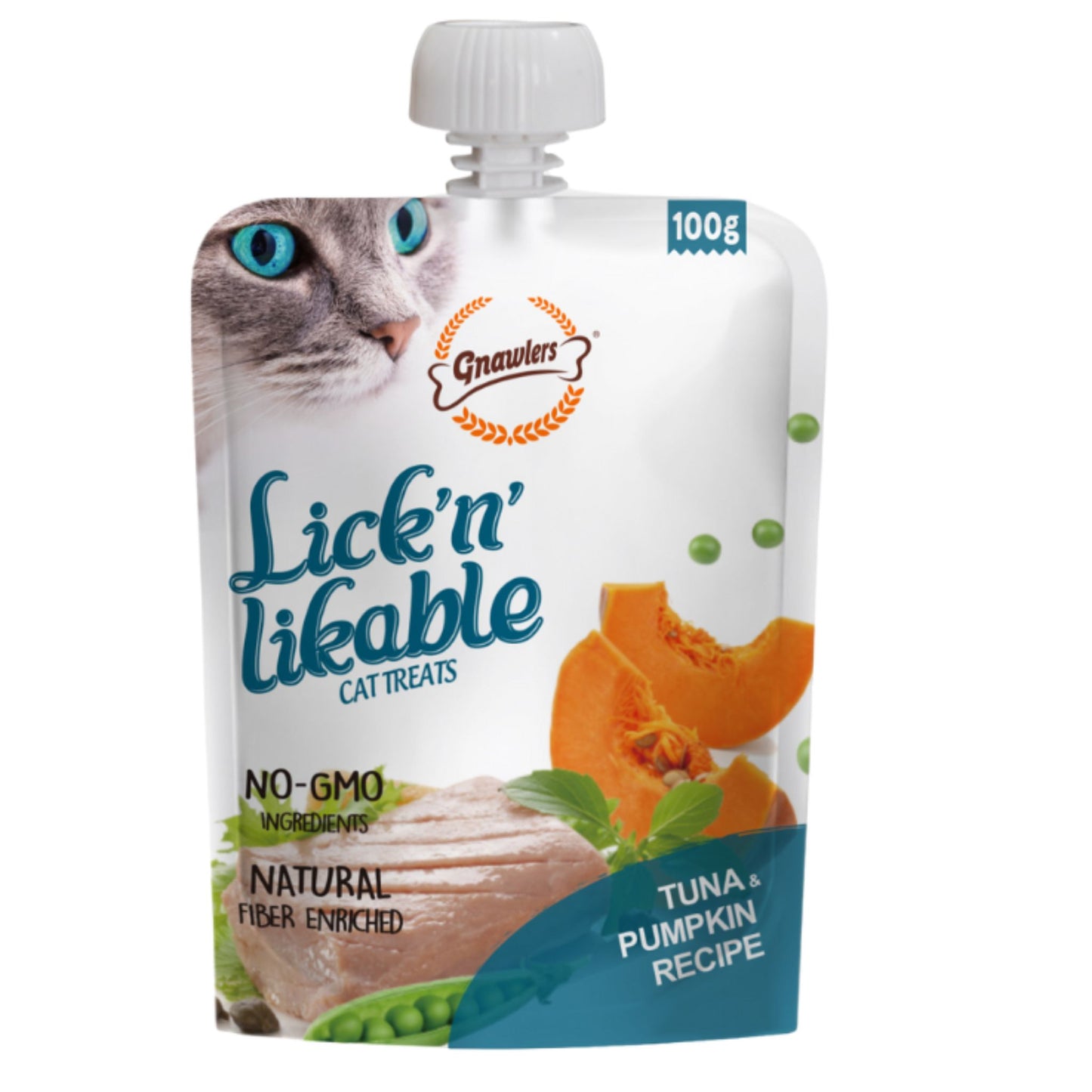 Gnawlers Lick N Lickable Cat Treats Tuna & Pumpkin - 100g