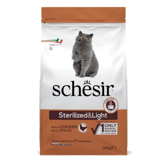 Schesir Cat Dry Food Sterilized & Light Chicken - 1.5kg