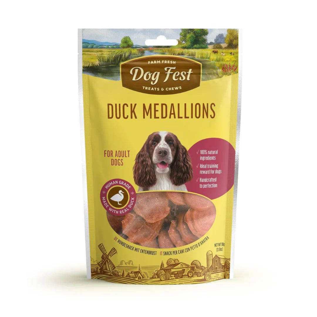 Dog Fest Duck Medallions for Adult Dogs - 90g