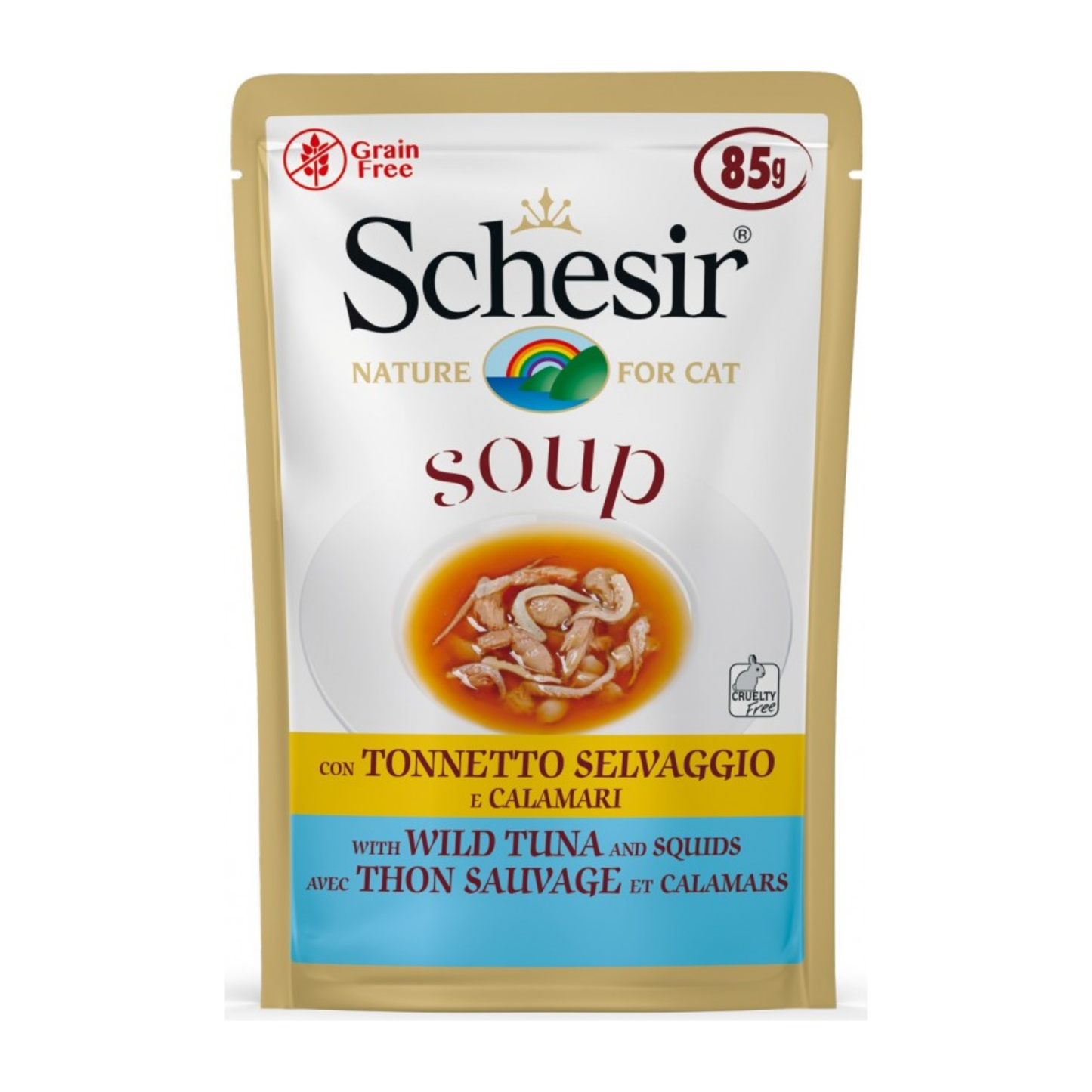 Schesir Cat Wet Soup With Tuna & Squids - 85G