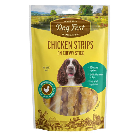 Dog Fest Chicken Strips on a Chewy Stick for Adult Dogs - 90g (3.17 oz)