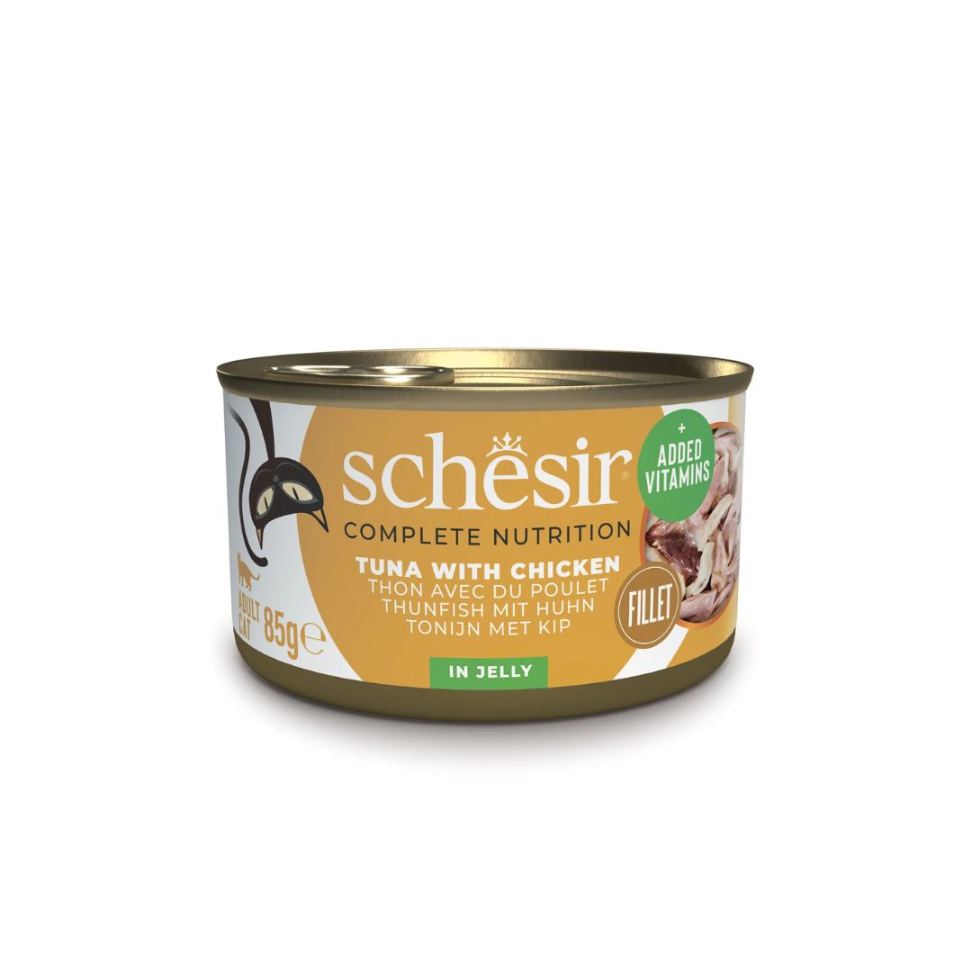 Schesir Complete & Balanced Nutrition Wet Cat Food in Jelly Can[Multi pack]- Tuna With Chicken-(6X50g)