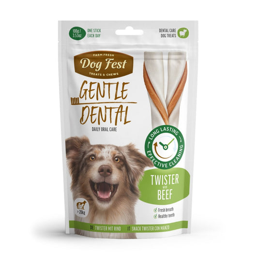 Dog Fest Dental Adult Dog Treats With Twister & Beef - 100g/14cm
