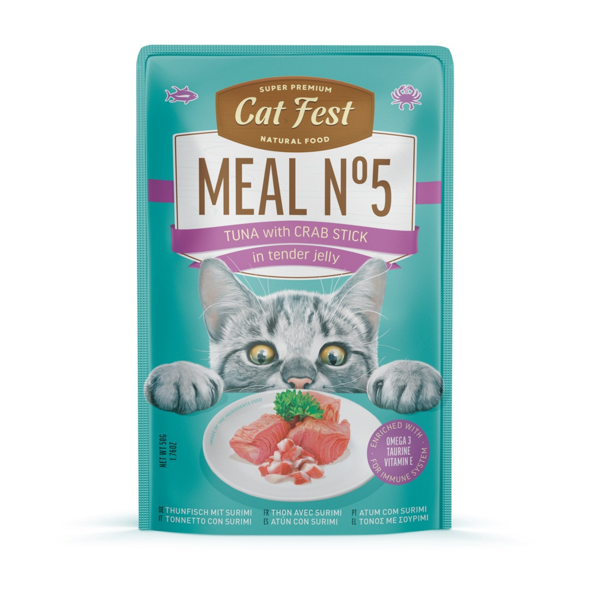 Cat Fest Wet Cat Food in Jelly & Tuna With Crab Stick - 50g