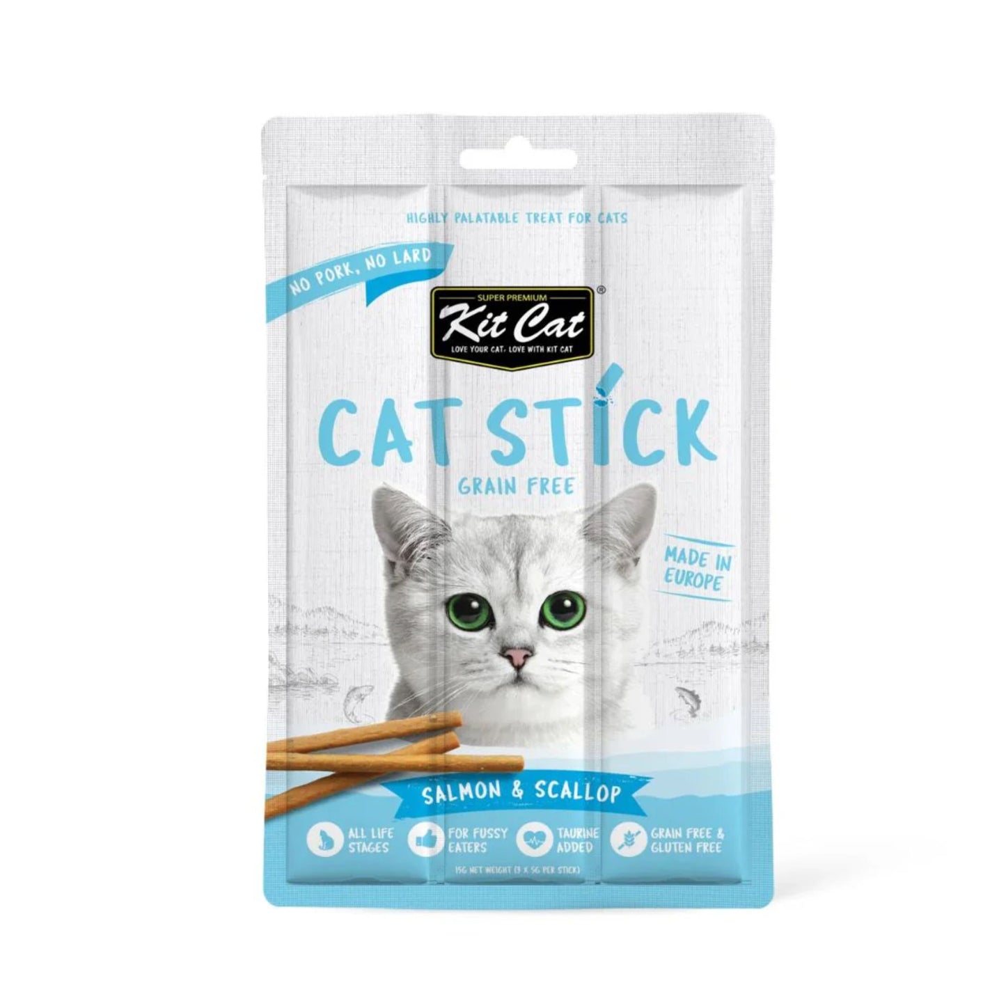 Kit Cat Grain Free Cat Stick Salmon & Scallop - 15g