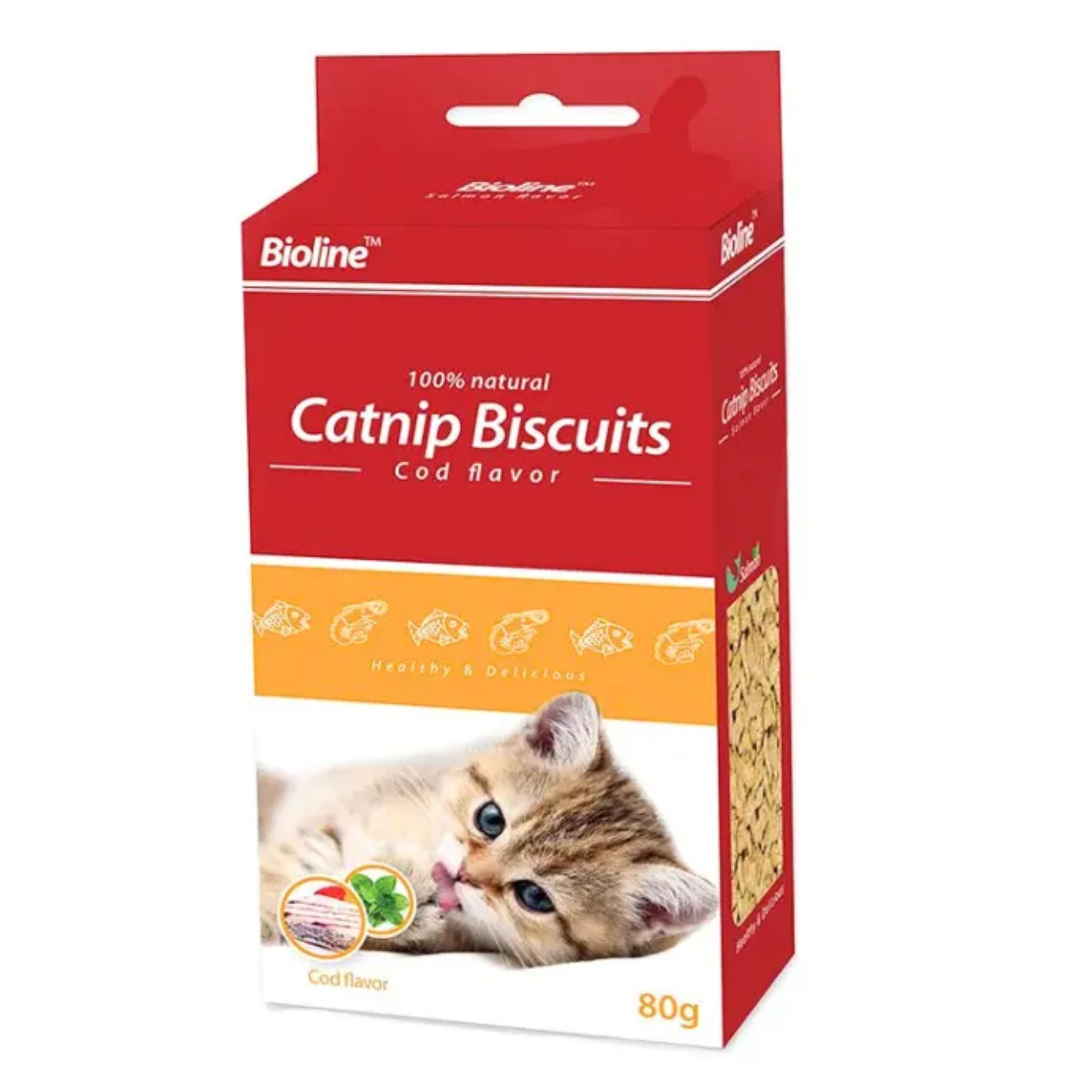 Bioline Catnip Biscuits Cod Flavor Cat Treats - 80g