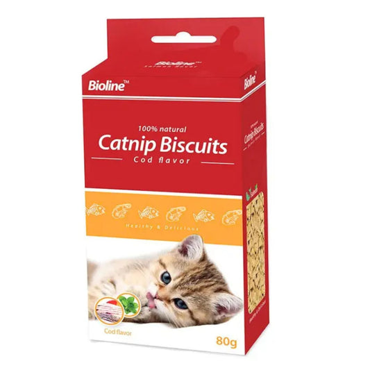 Bioline Catnip Biscuits Cod Flavor Cat Treats - 80g