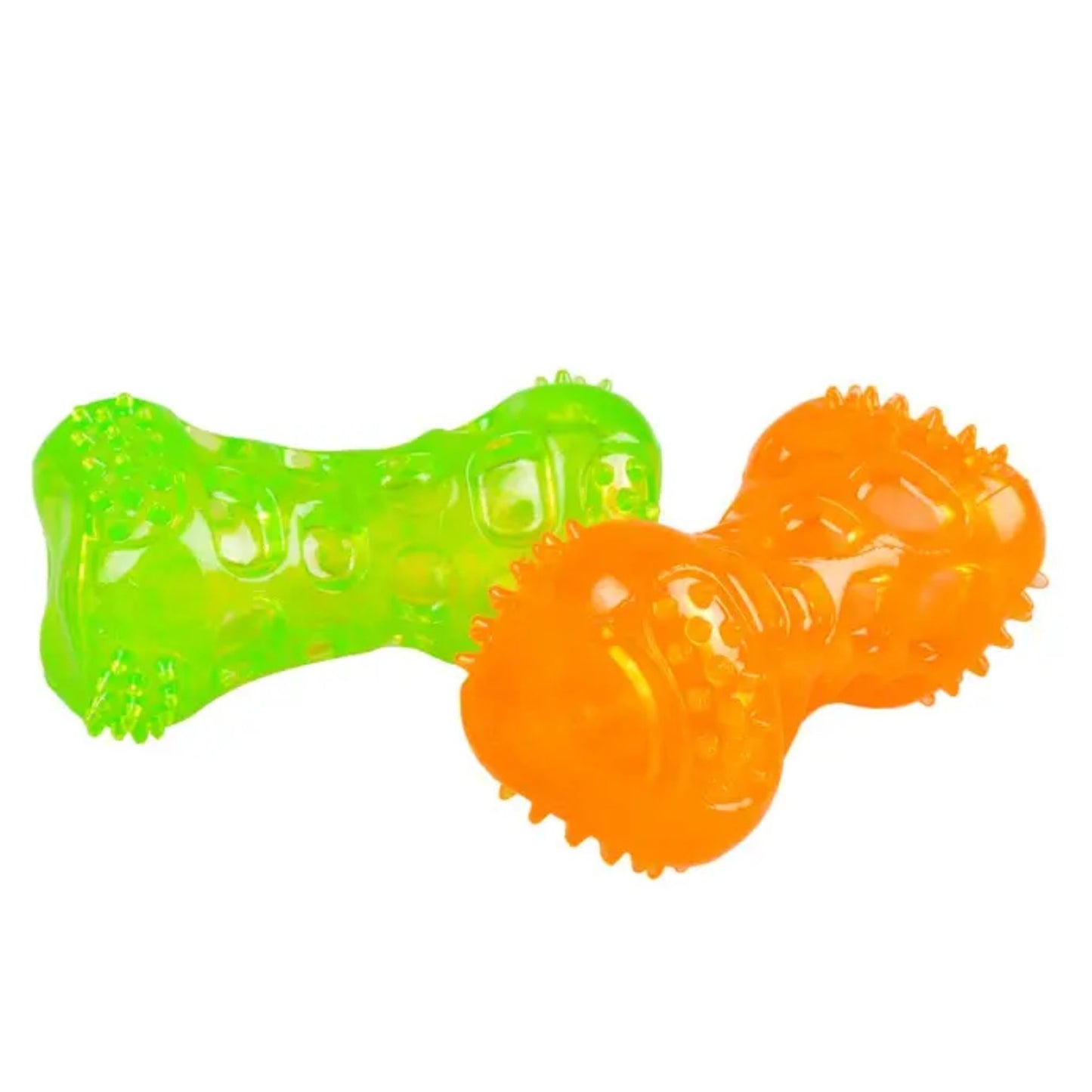 Duvo+ Tpr Bone Squeaky Dog Toy Orange & Green - 9.5cm