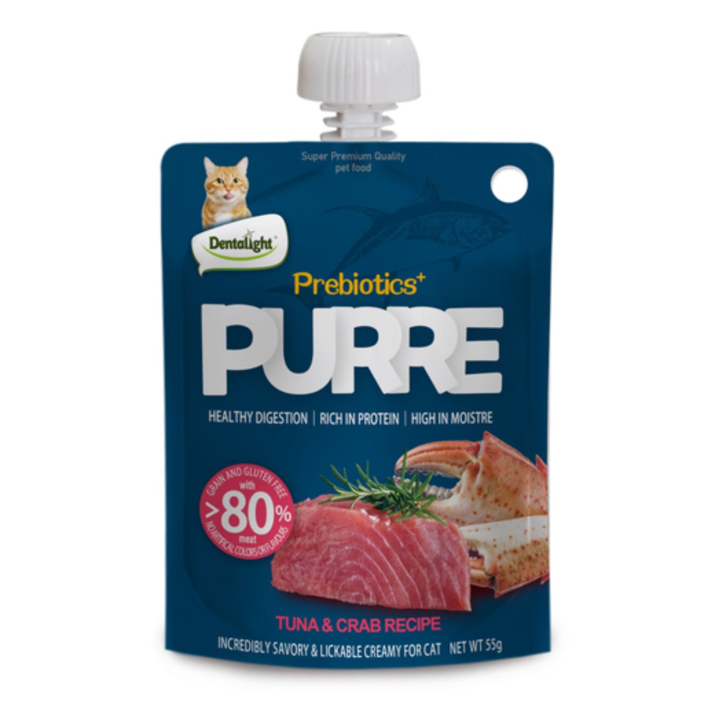 Dentalight Prebiotics Purre Creamy Cat Treats With Tuna & Crab - 85g