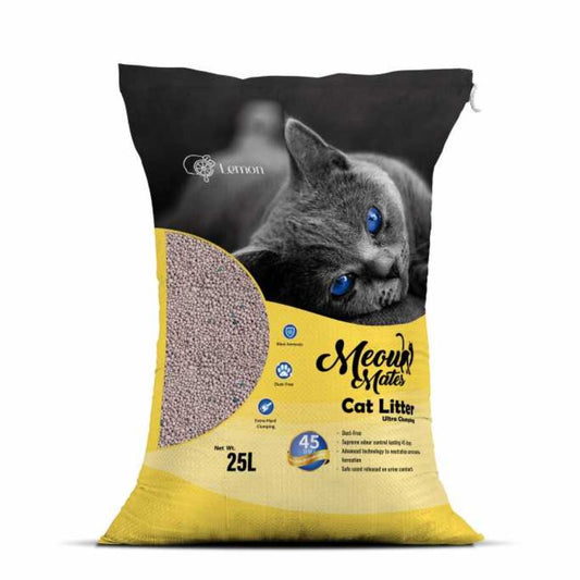 Meow Mates Bentonite Cat Litter – Lemon Scent (25L / 20kg)