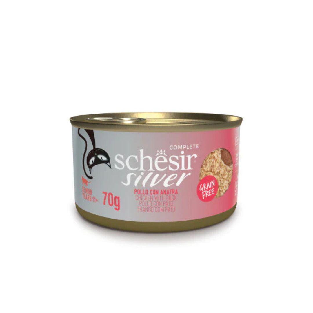 Schesir Silver Senior Cat Mousse & Fillets Chicken & Duck 70G
