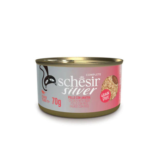 Schesir Silver Senior Cat Mousse & Fillets Chicken & Duck 70G