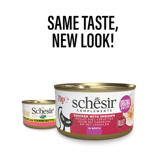 Schesir Broth Cat Can Chicken with Shrimps Wet food 70G