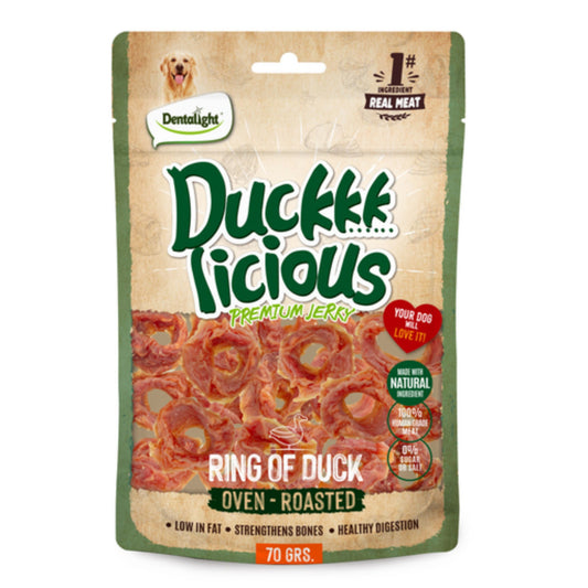 Dentalight Licious Jerky Dog Treats With Duck Ring - 70g