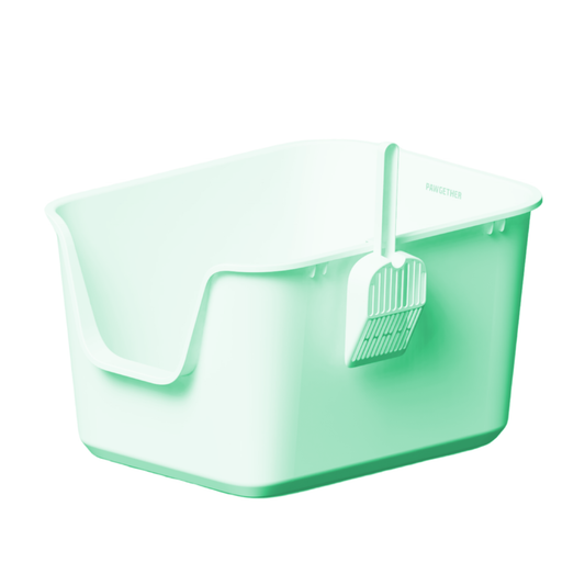 Pawgether Open Cat Litter Box With Scoop - Green