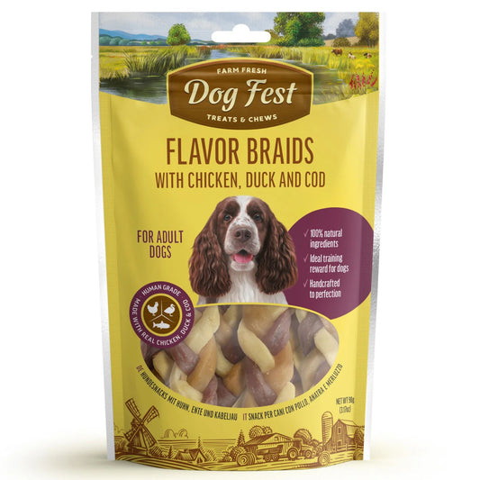 Dog Fest Flavor Braids with Chicken, Duck, and Fish - 90g