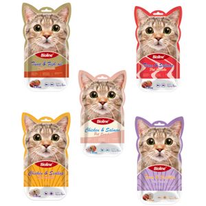 Bioline Cat Treats 5x15g Chicken & Salmon Flavor Snacks