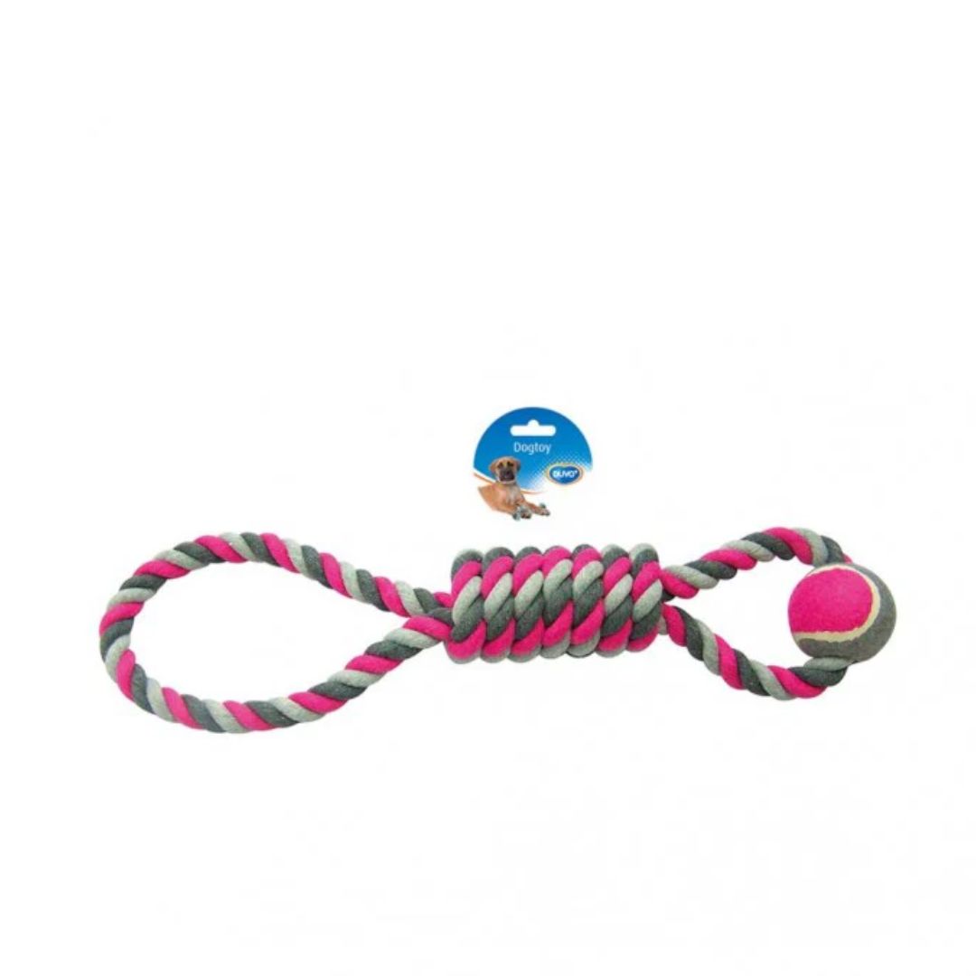 Duvo+ Tug Toy Pendulum & Tennis Ball – 53cm Grey/Pink