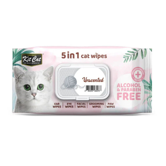 Kit Cat 5 In 1 Cat Wipes Unscented