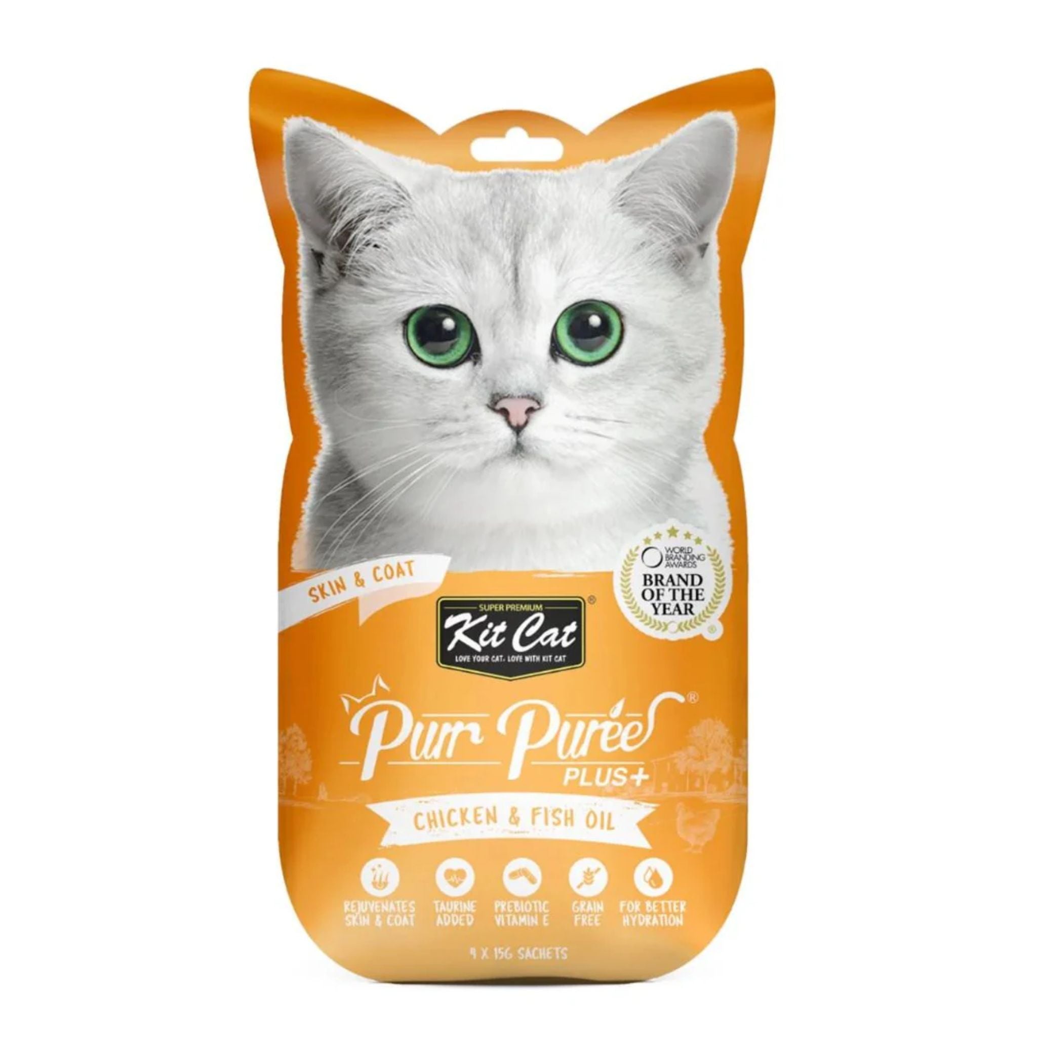 Kit Cat Purr Puree Plus Skin & Coat Chicken Cat Treats - 60g