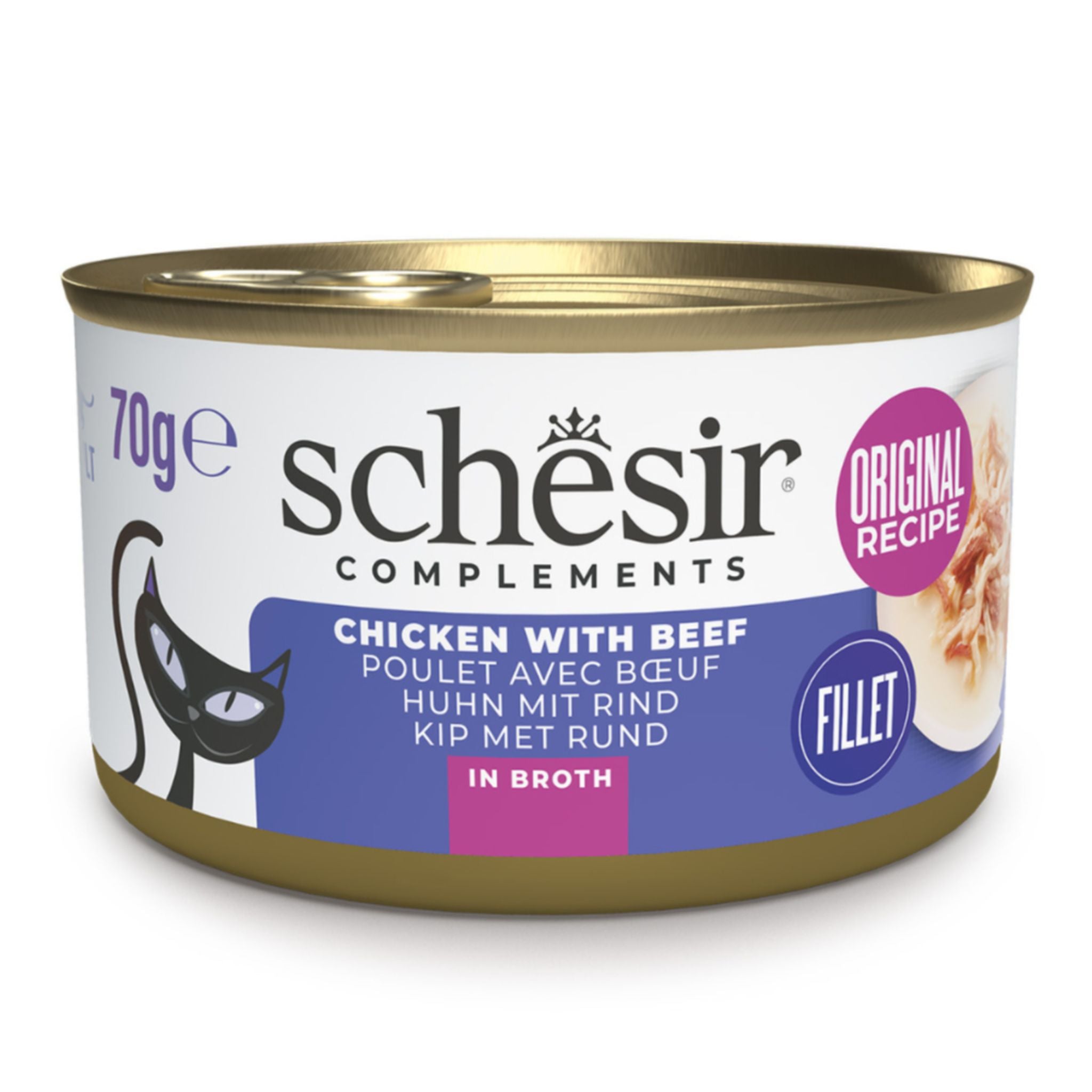 Schesir Complements Cat Wet Food Chicken With Beef In Broth  -  70g 