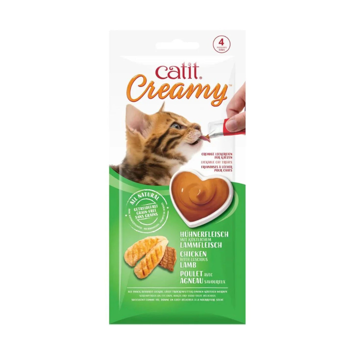 Catit Creamy Lickable Cat Treats With Chicken & Lamb -  4x10g