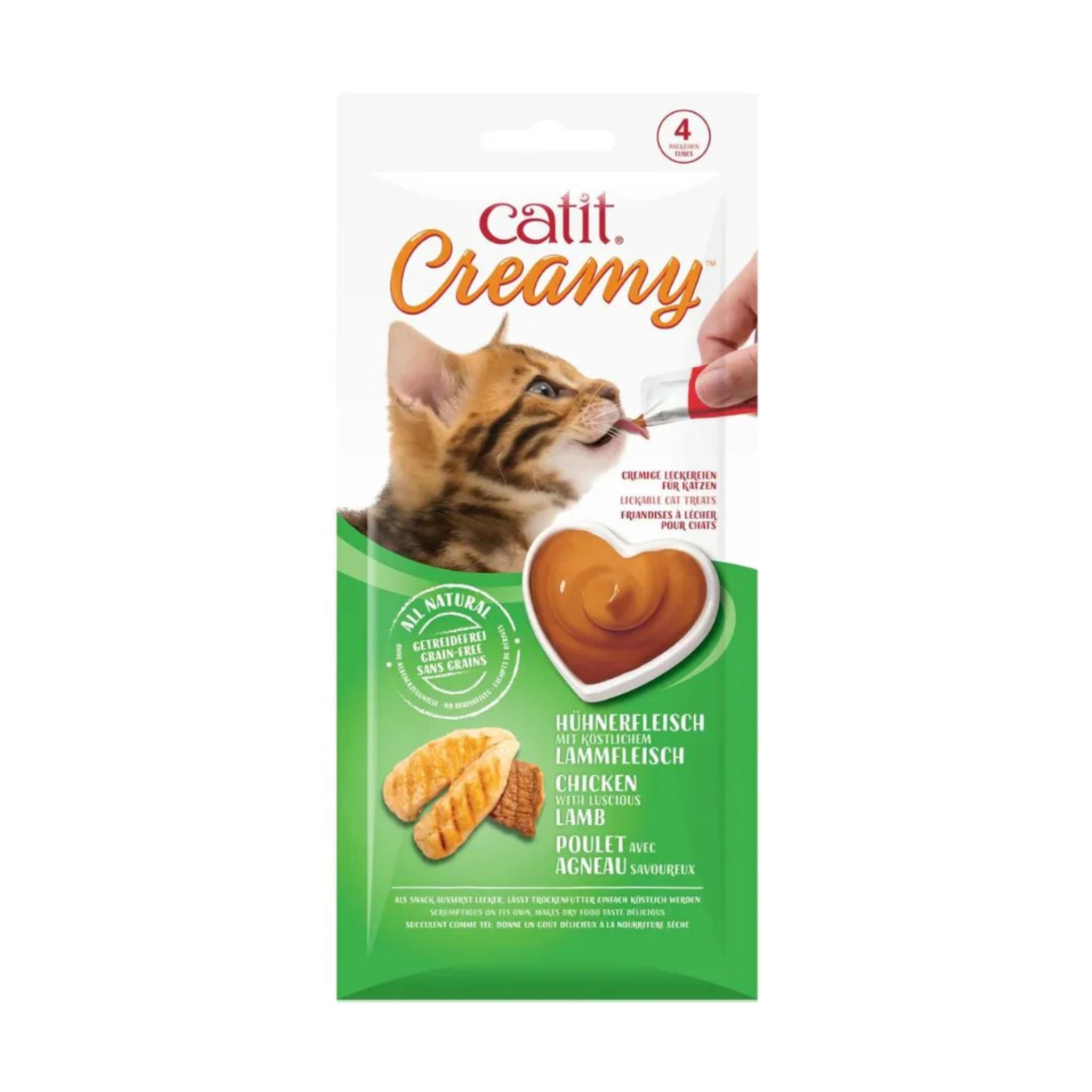 Catit Creamy Lickable Cat Treats With Chicken & Lamb -  4x10g