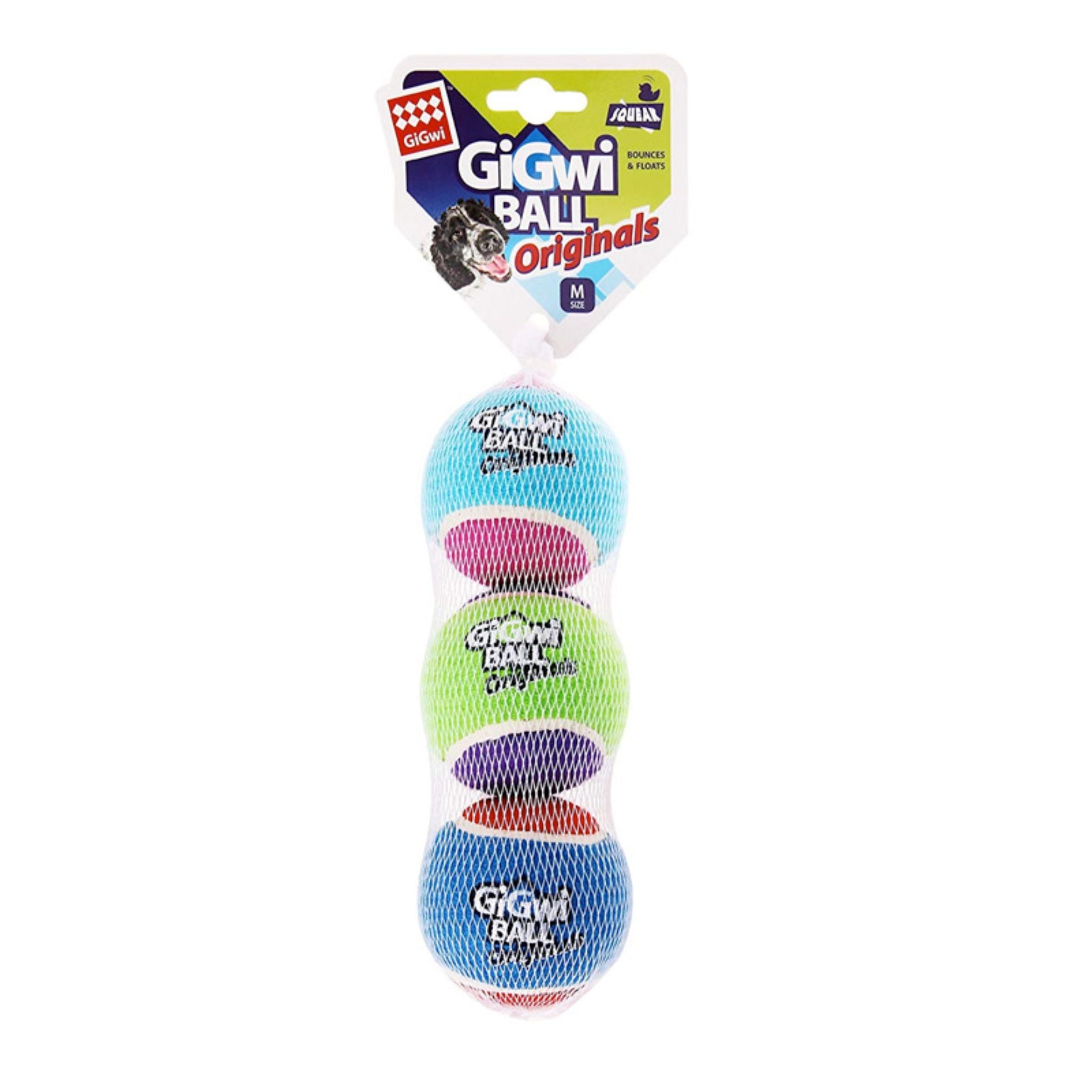 Gigwi Tennis Ball Dog Toy With Multicolour Medium - 3pcs
