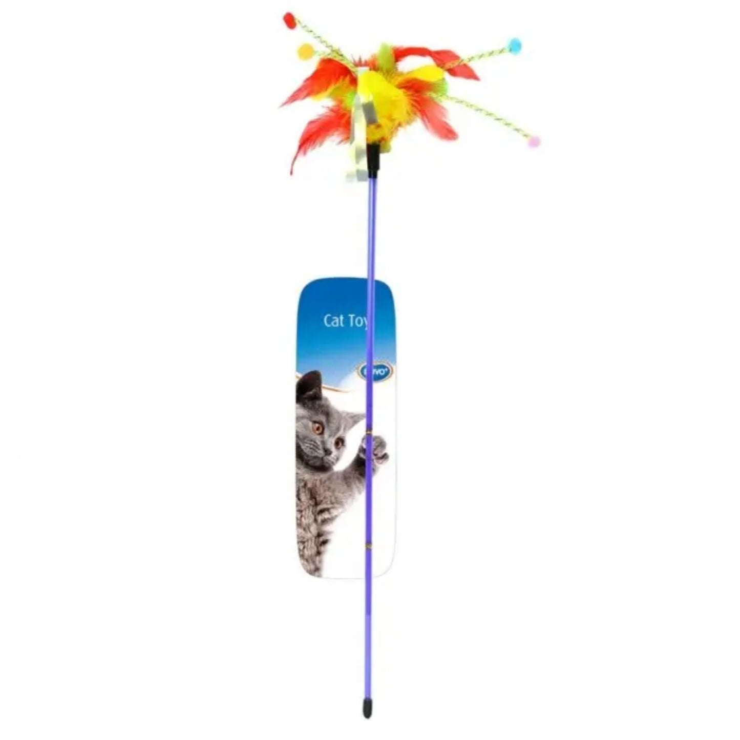 Duvo+ Assortment Playing Rod With Feathers Mixed Colors Cat Toy – 62x3x1.5cm