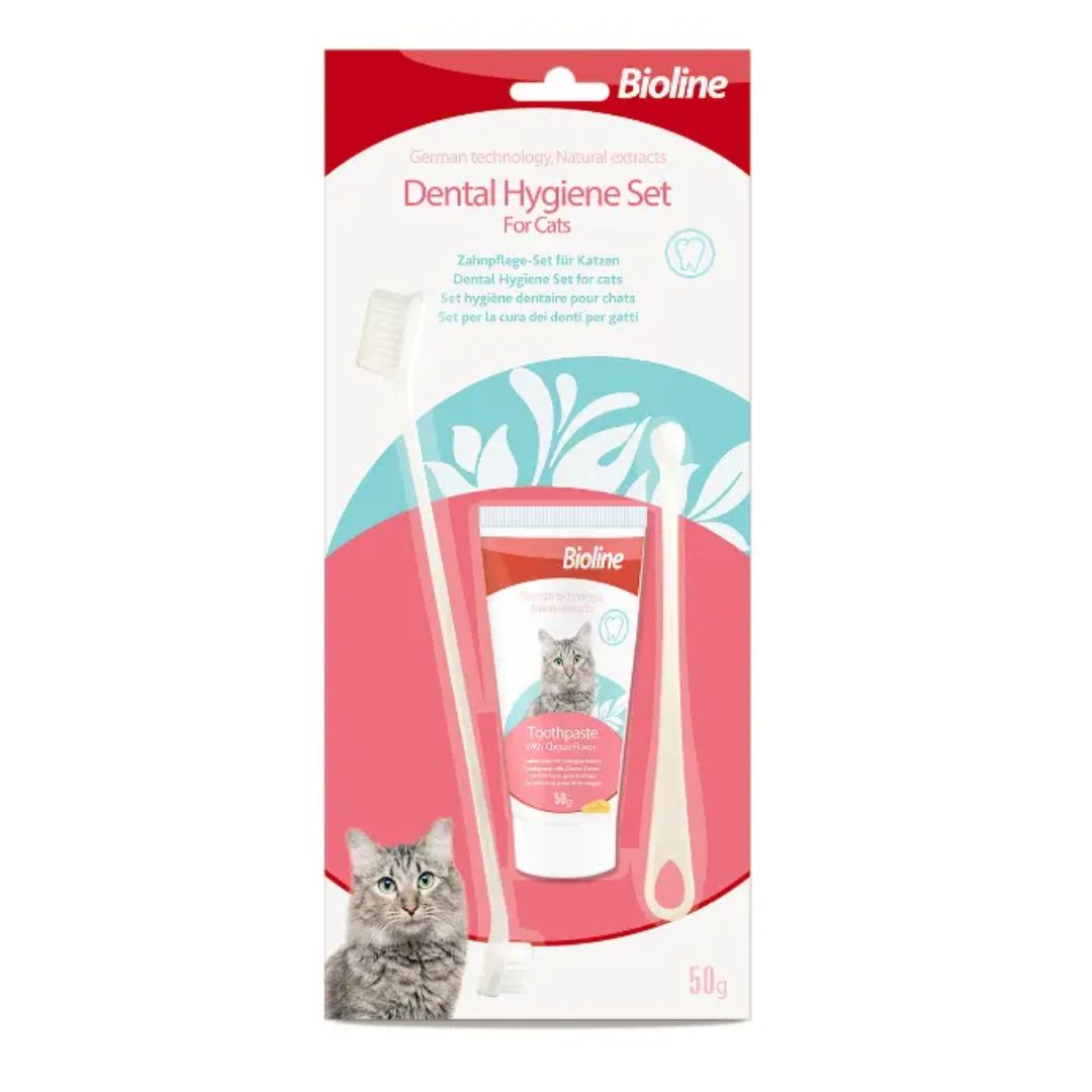 Bioline Dental Hygiene Set 50g Oral Care for Cats (50g Tube)