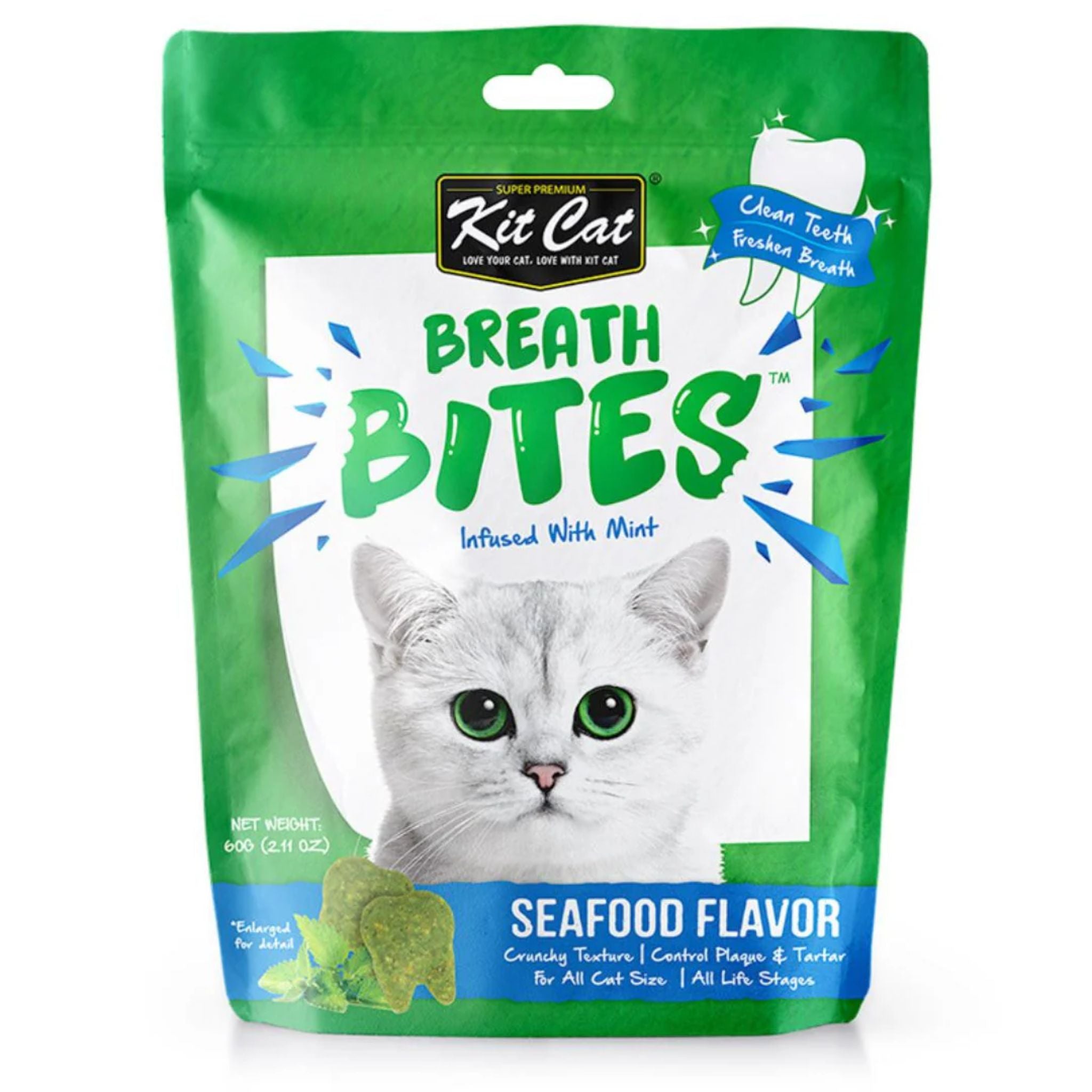 Kit Cat Breath Bites Seafood Flavour Cat Treats - 60g