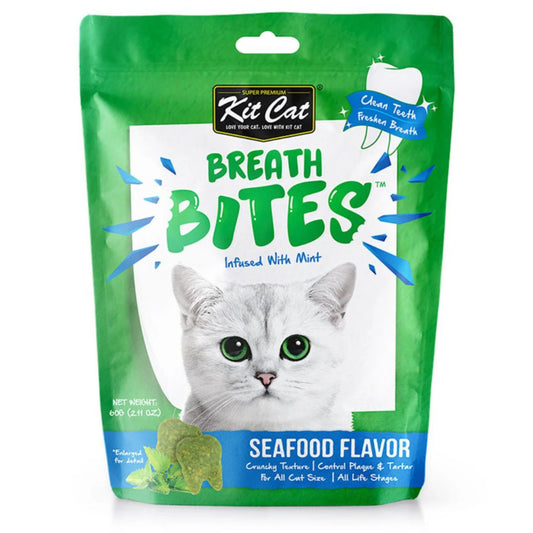 Kit Cat Breath Bites Seafood Flavour Cat Treats - 60g