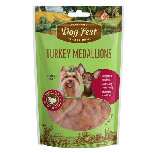 Dog Fest Turkey Medallions for Small Breeds – 55g